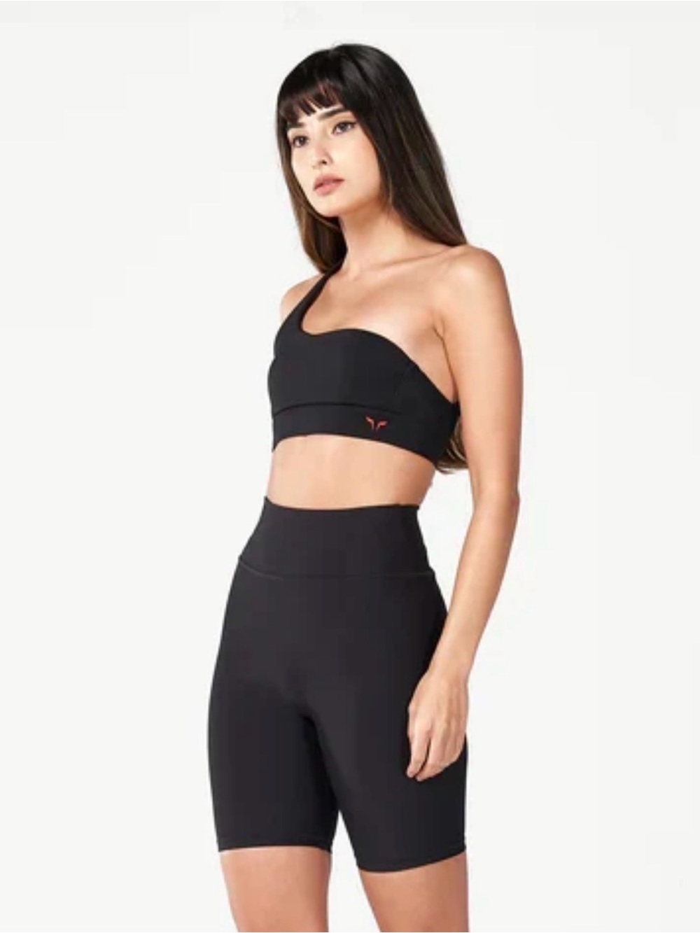 SQUATWOLF Asymmetrical One-Shoulder Black Sports Bra